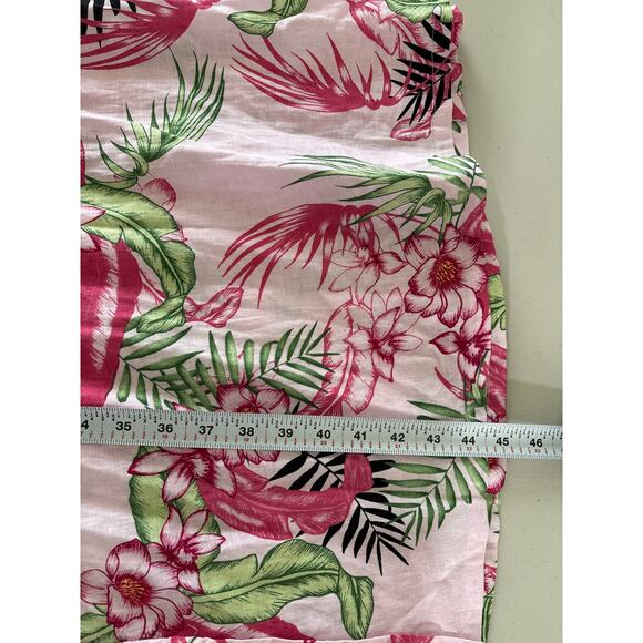 Linen Maxi Dress Rafaella Women's Size XL Pink Floral Tropical Island Cap Sleeve - Picture 6 of 9